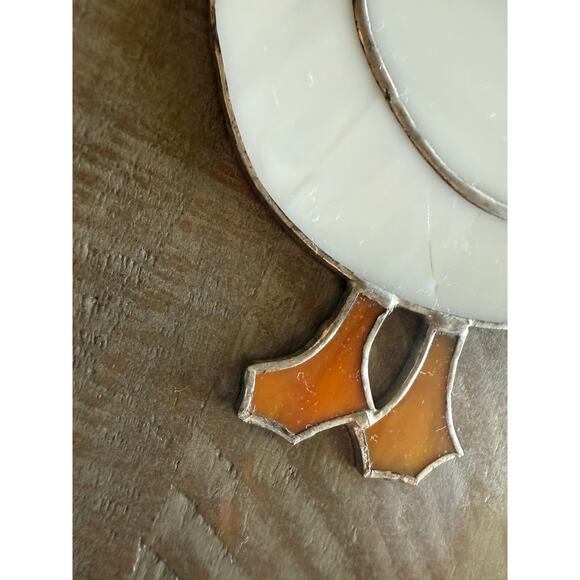 Set of 2 Vintage Stained Glass Handmade Farmyard Duck Goose Suncatchers 7"x6.5" - Picture 3 of 7